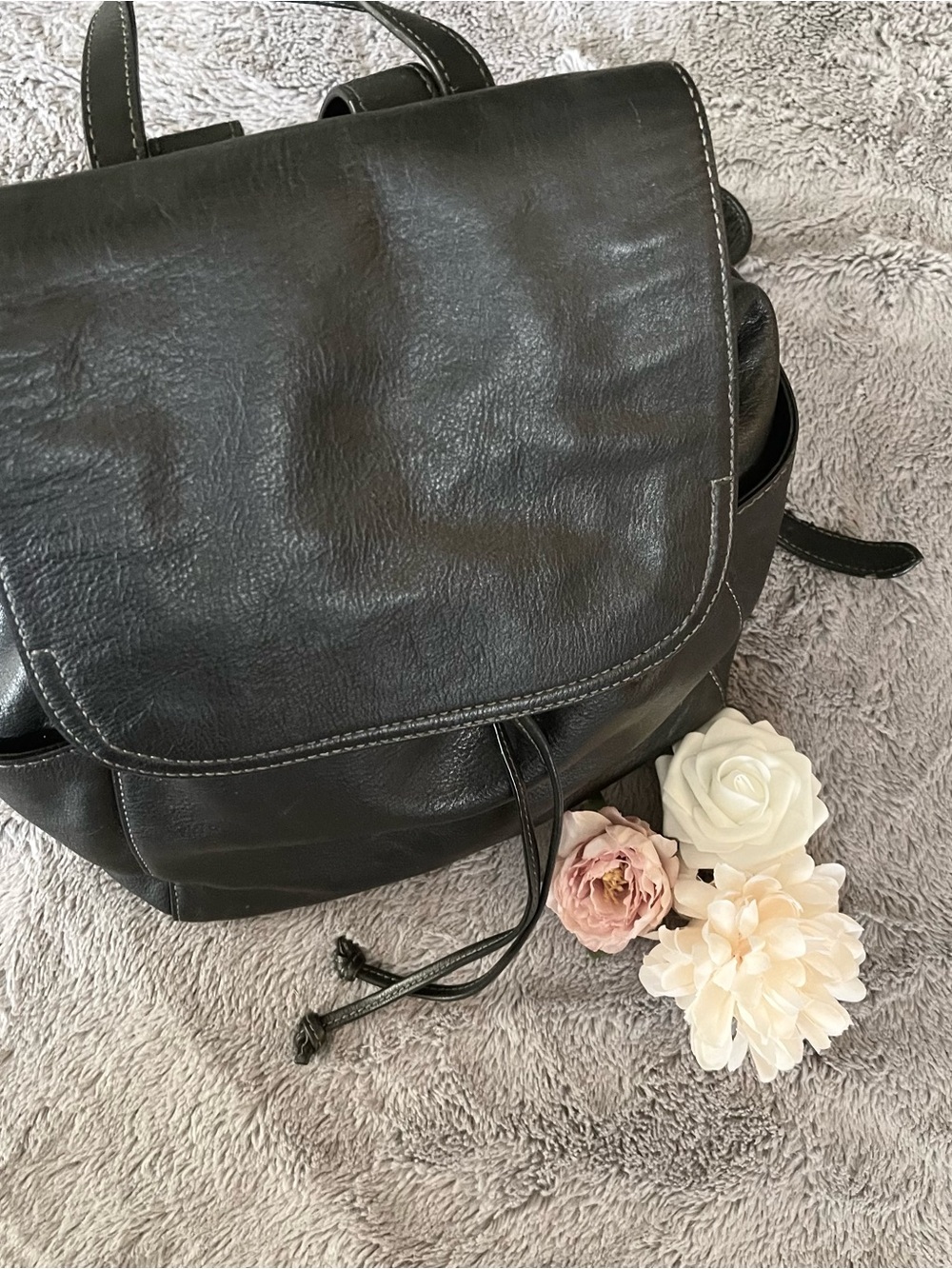 Frye Black Leather Olivia Backpack
